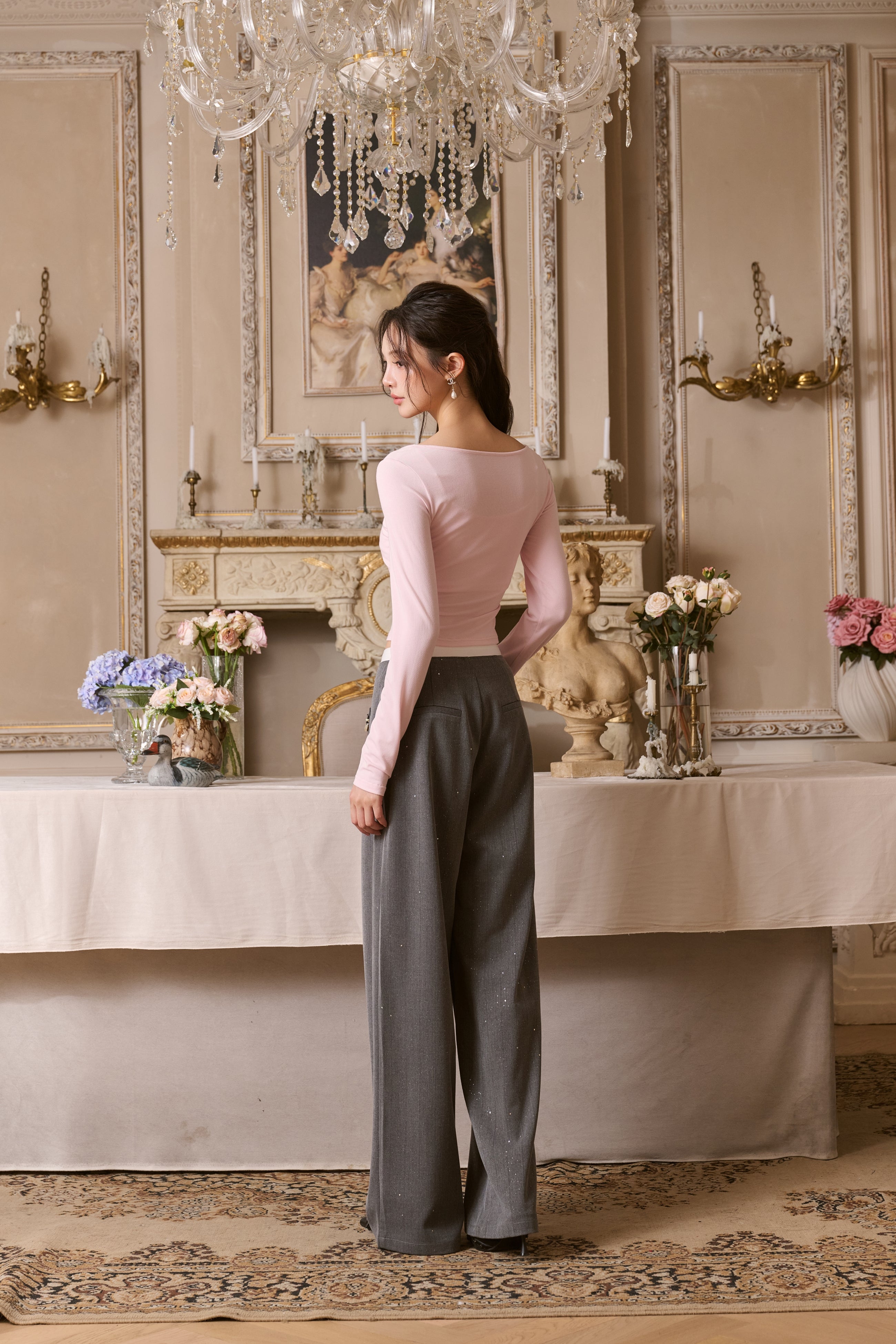 Pink Two-piece Long Sleeve Top