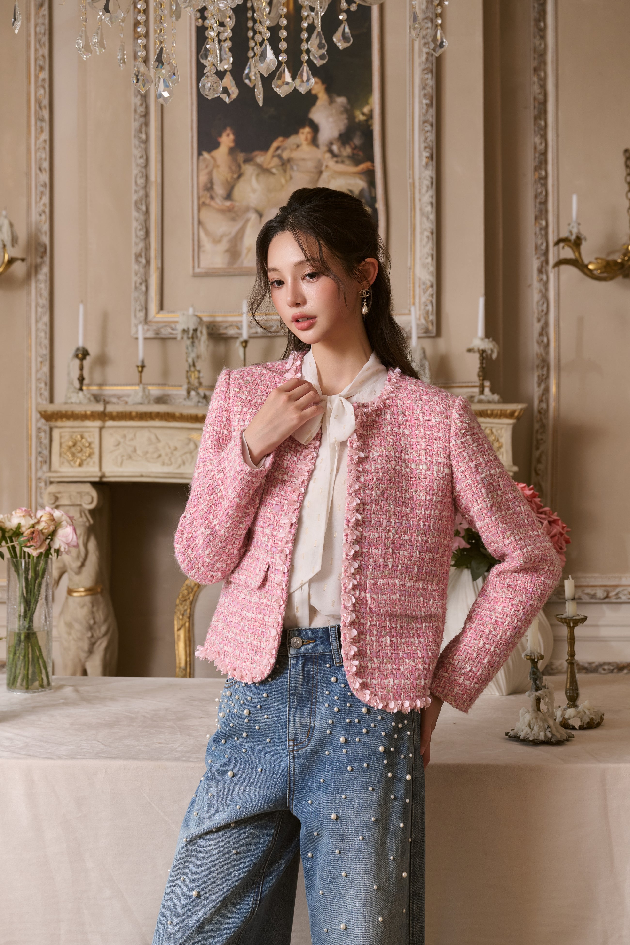Pink Wool Tweed Jacket