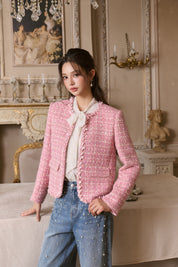 Pink Wool Tweed Jacket
