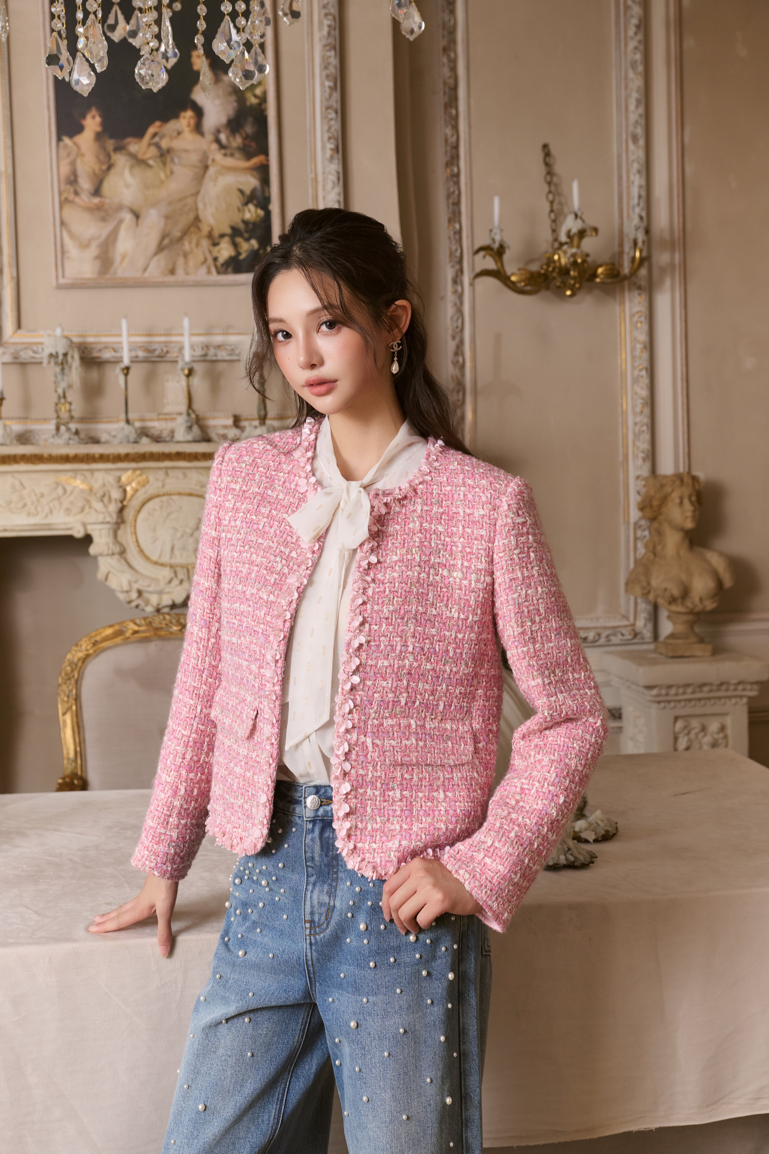 Pink Wool Tweed Jacket