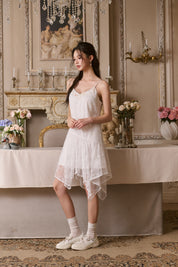 White Lace Shell Tassel Dress