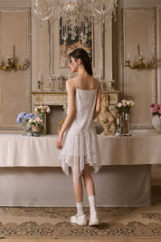 White Lace Shell Tassel Dress