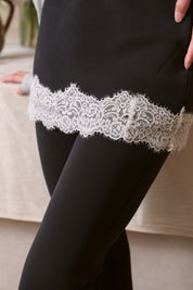 Black Lace-trimmed Flared Yoga Pants