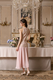 Pink Gilded Flower Halter Dress
