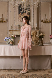 Pink Silk Lotus Ribbon Dress