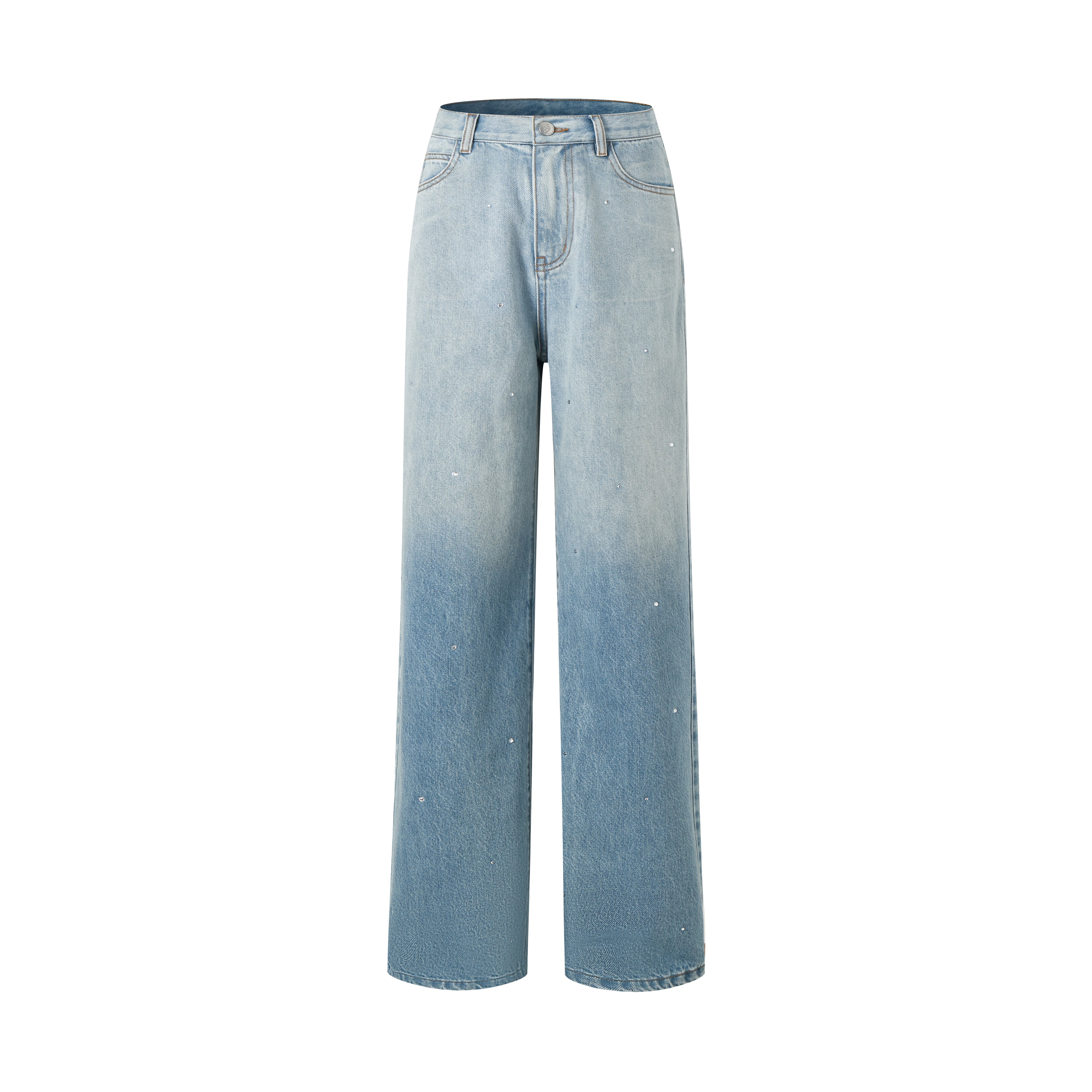 Blue Gradient Diamond Straight Jeans