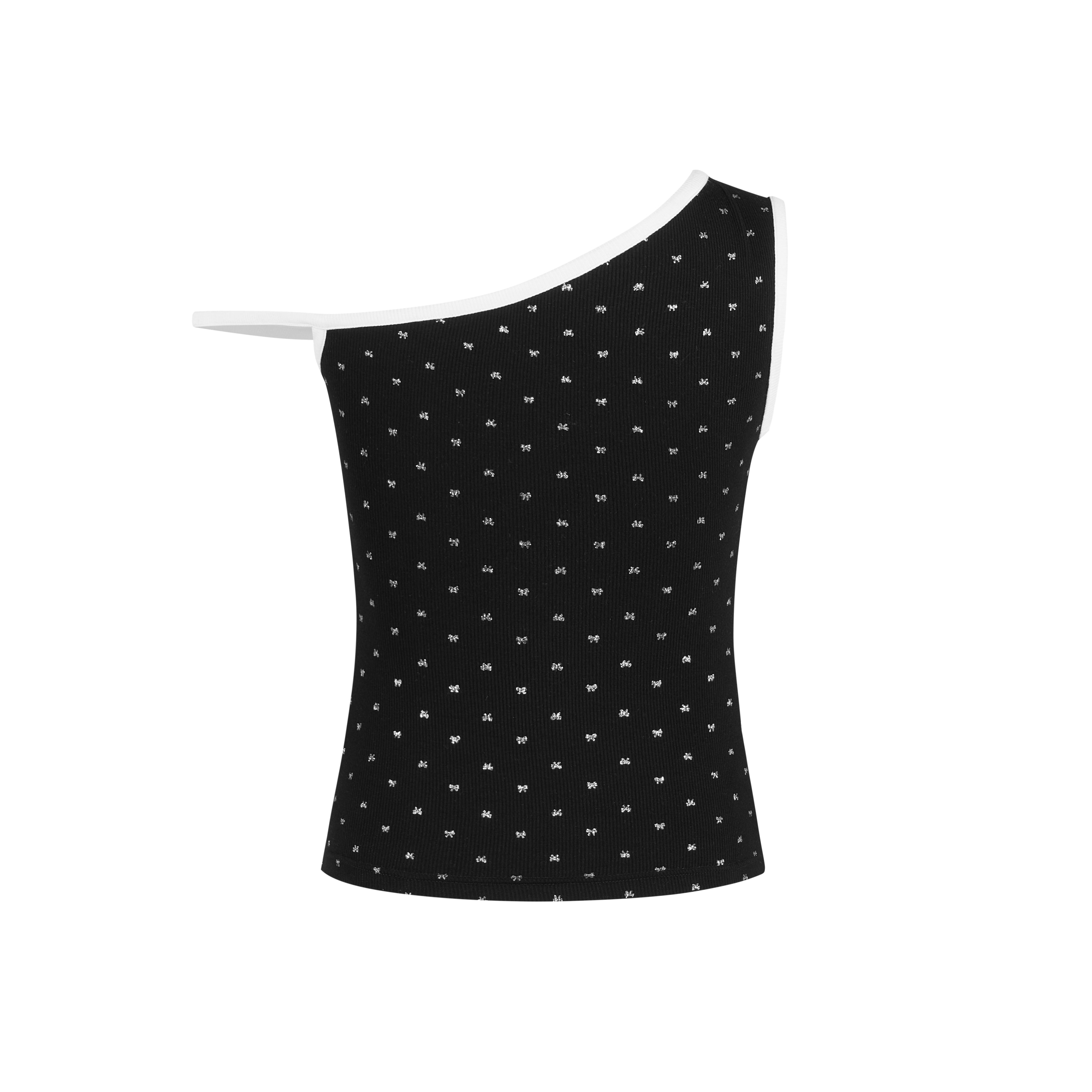 Black Contrast Glitter Bow Vest