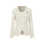 White Plush Collar Top