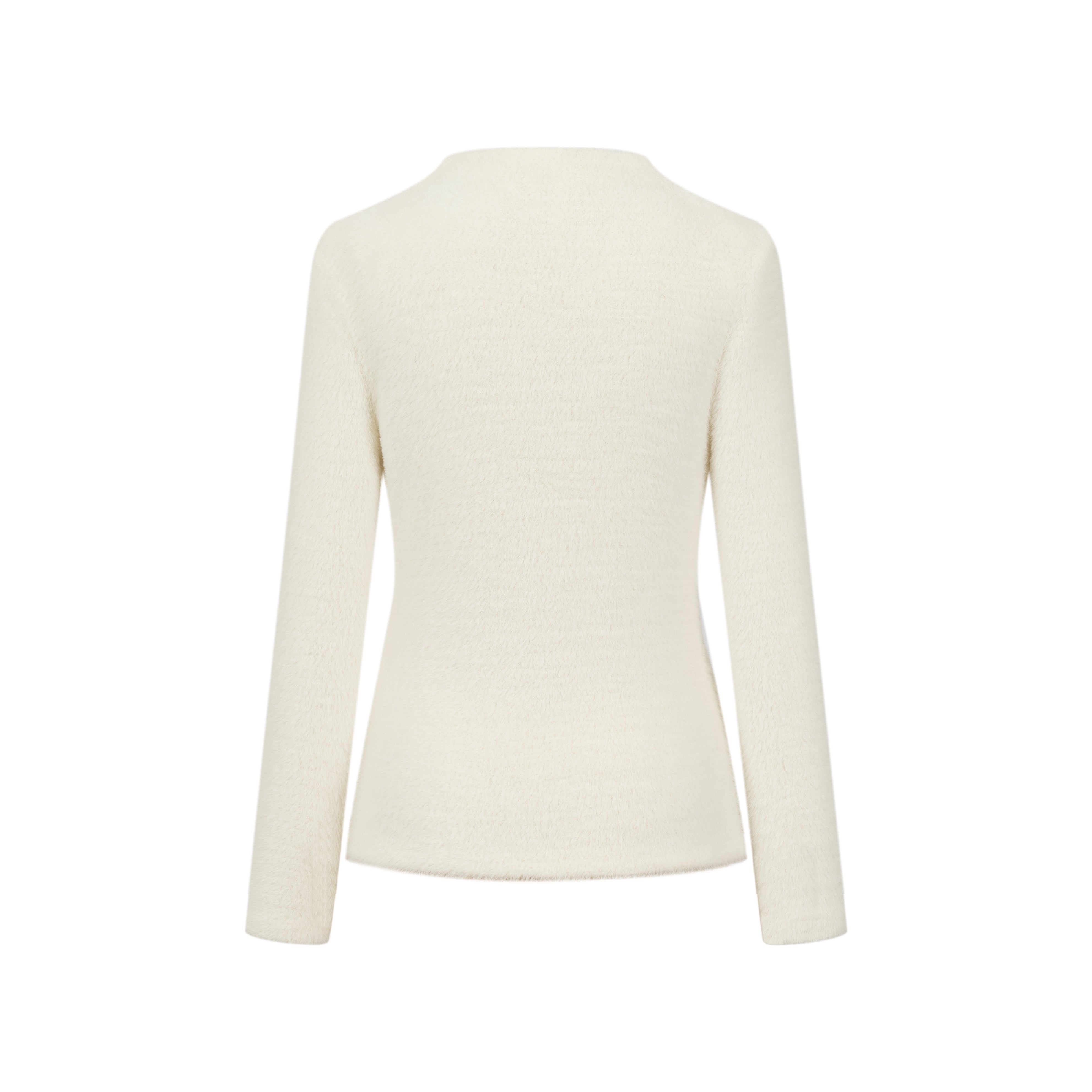 White Plush Collar Top