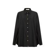 Black Satin Sheen Irregular Shirt