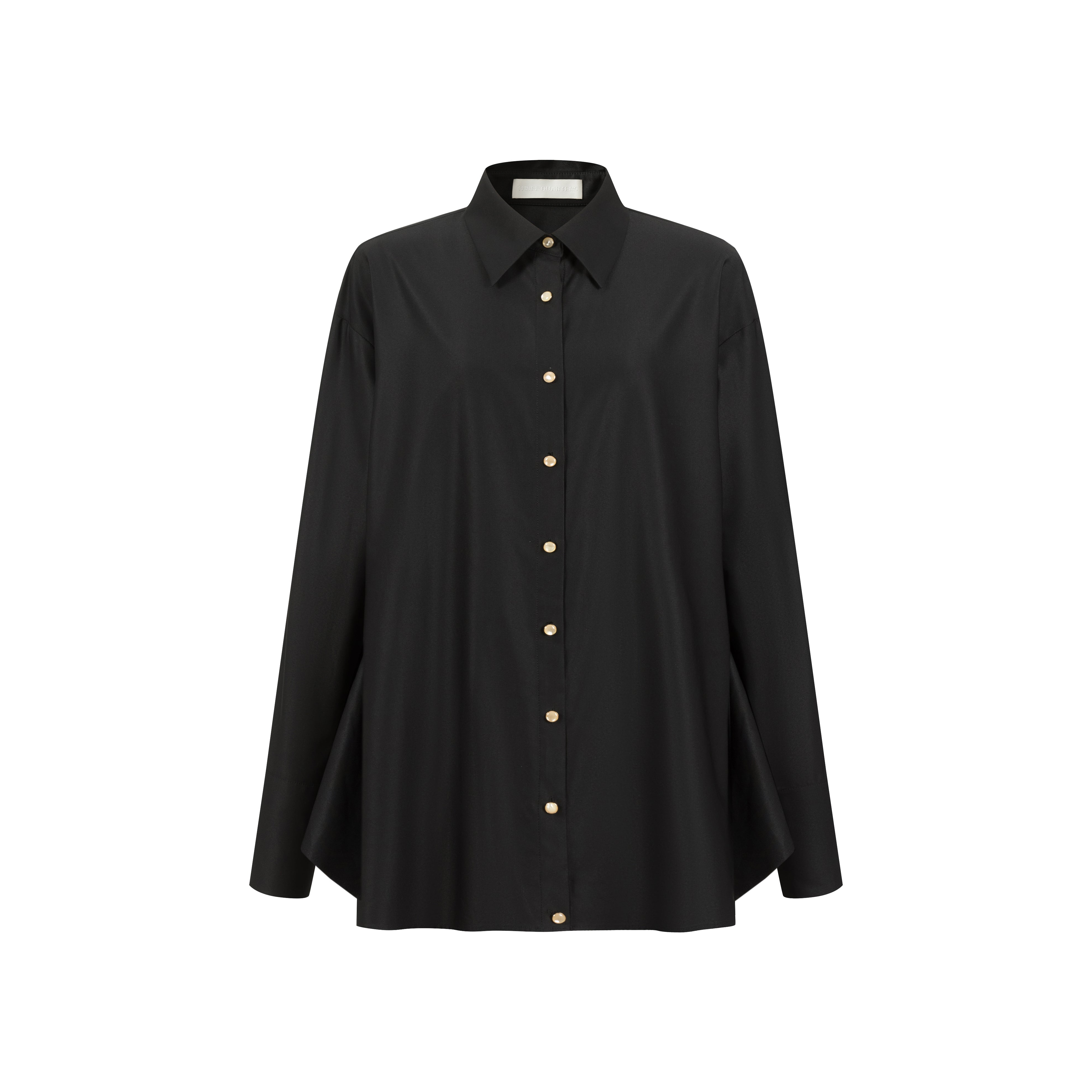 Black Satin Sheen Irregular Shirt