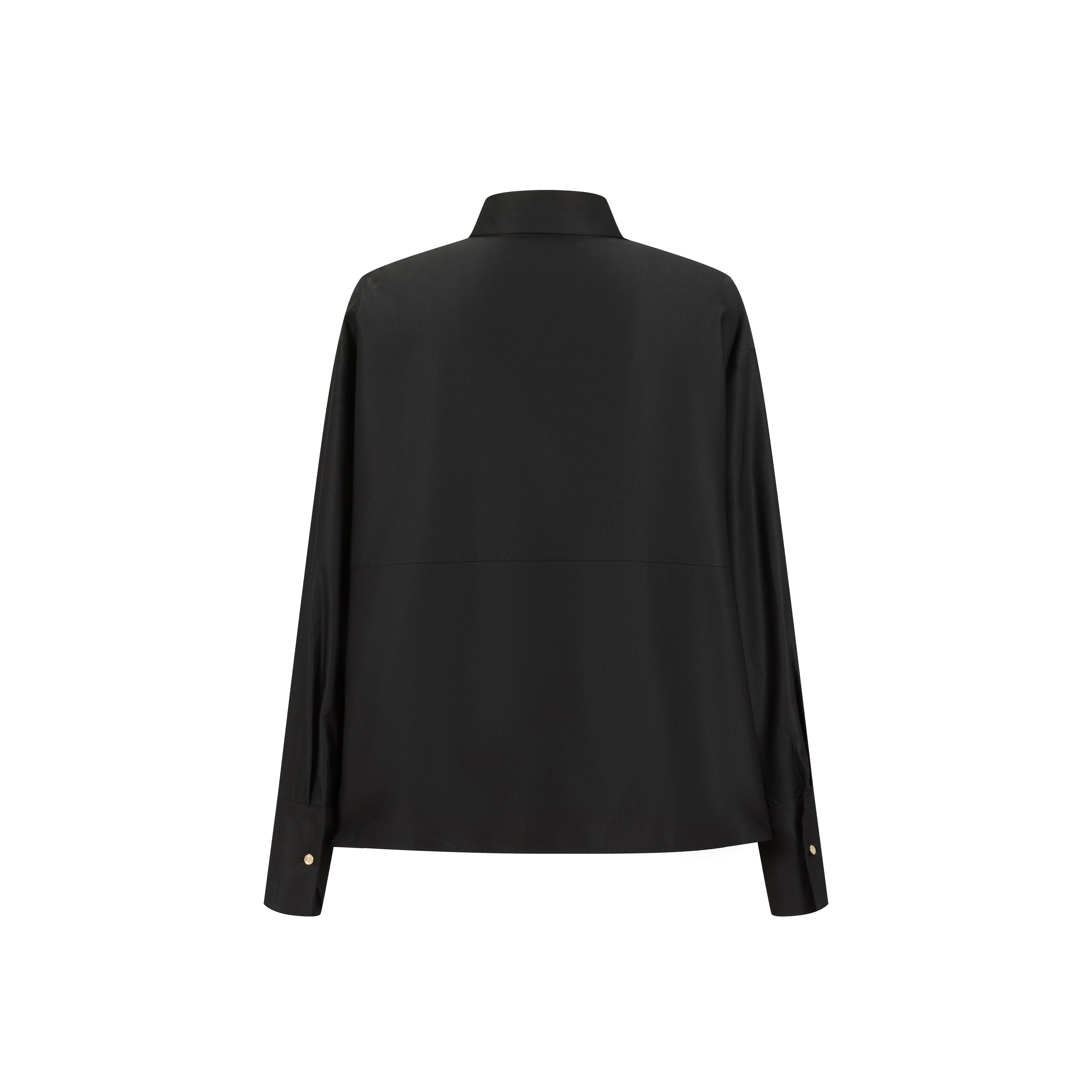 Black Satin Sheen Irregular Shirt