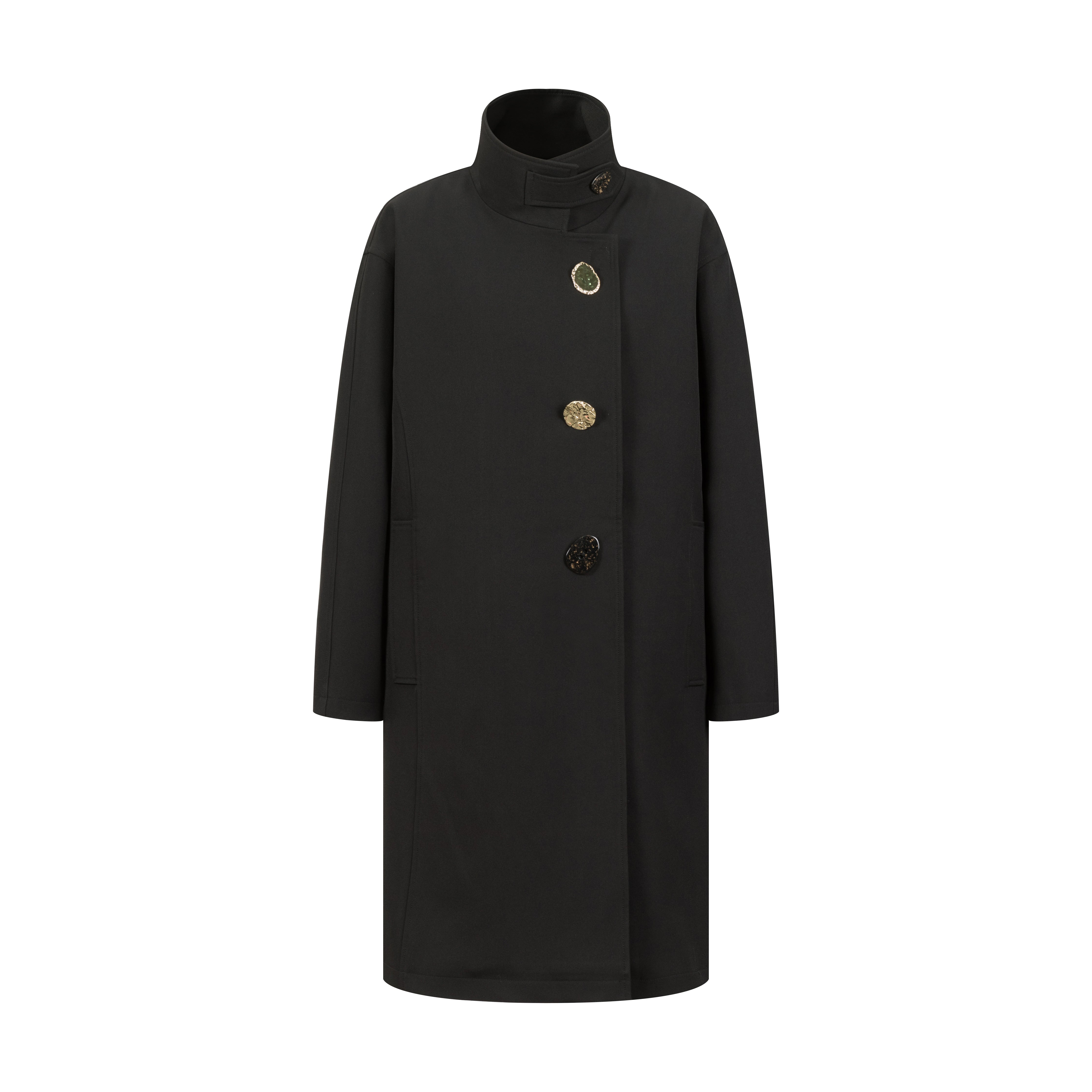 コート Black Cotton Three-Quarter Coat Black Cotton Trench Coat – THREE QUARTERS
