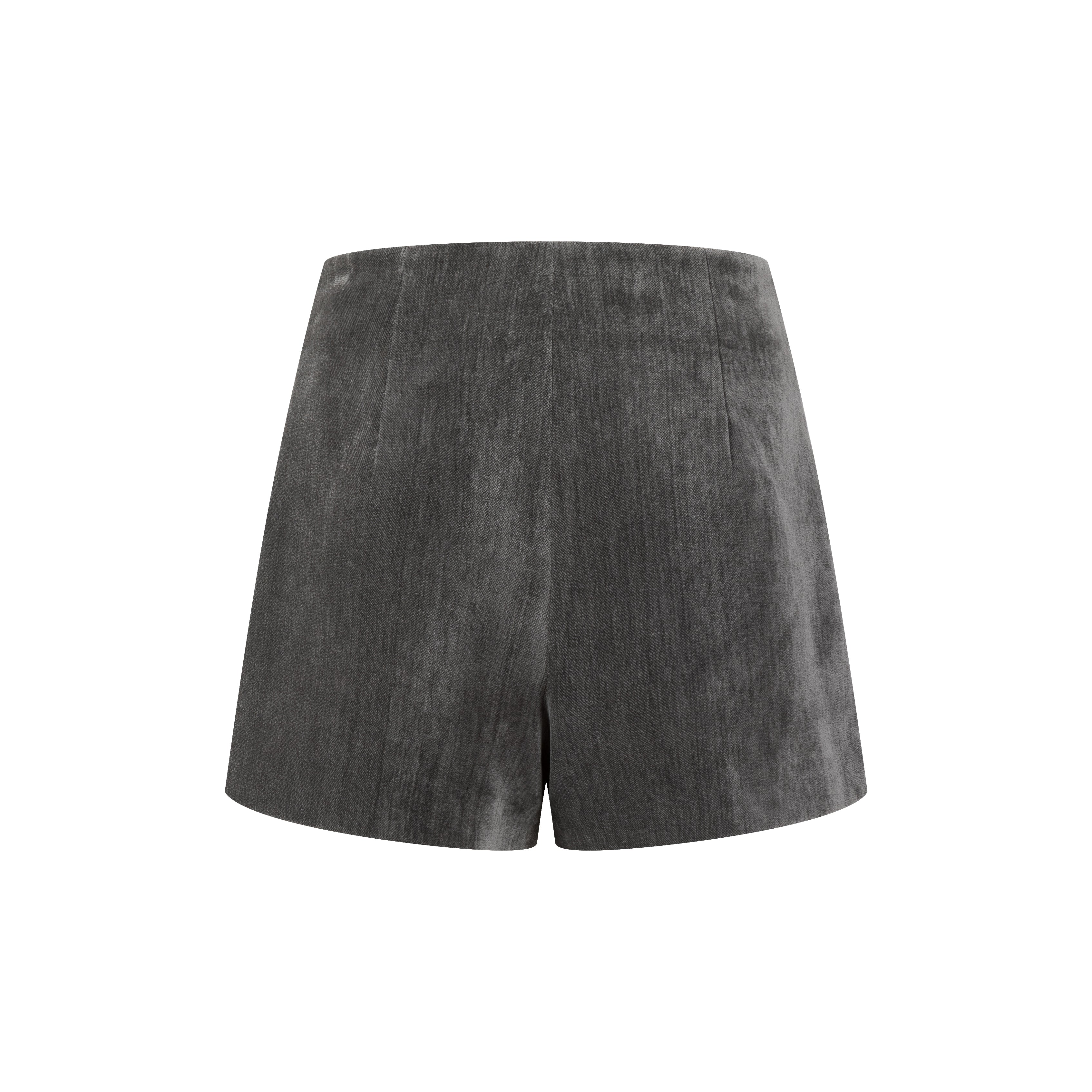 Grey Hand-sewn Diamond Chain A-line Shorts