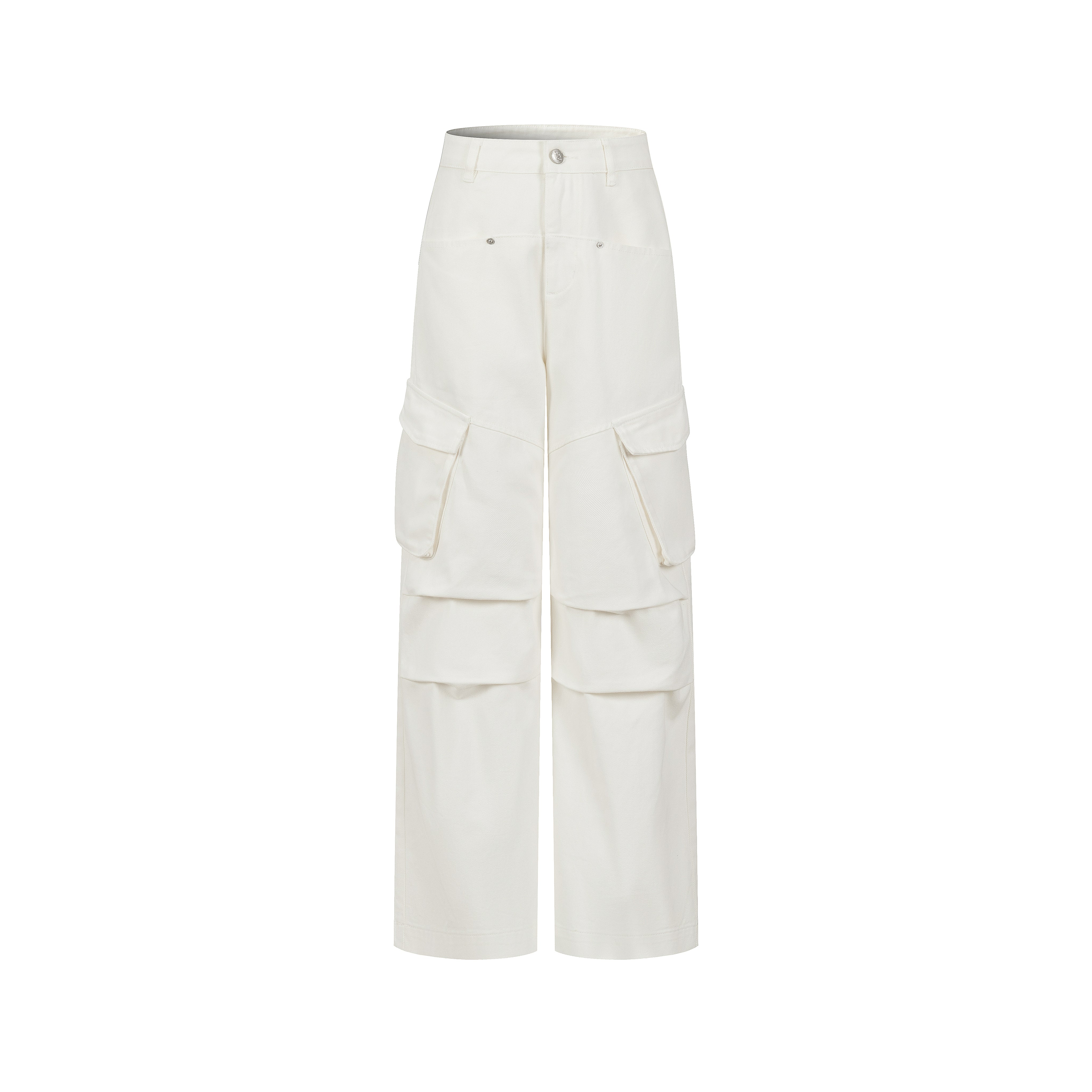 White Cargo Straight Jeans