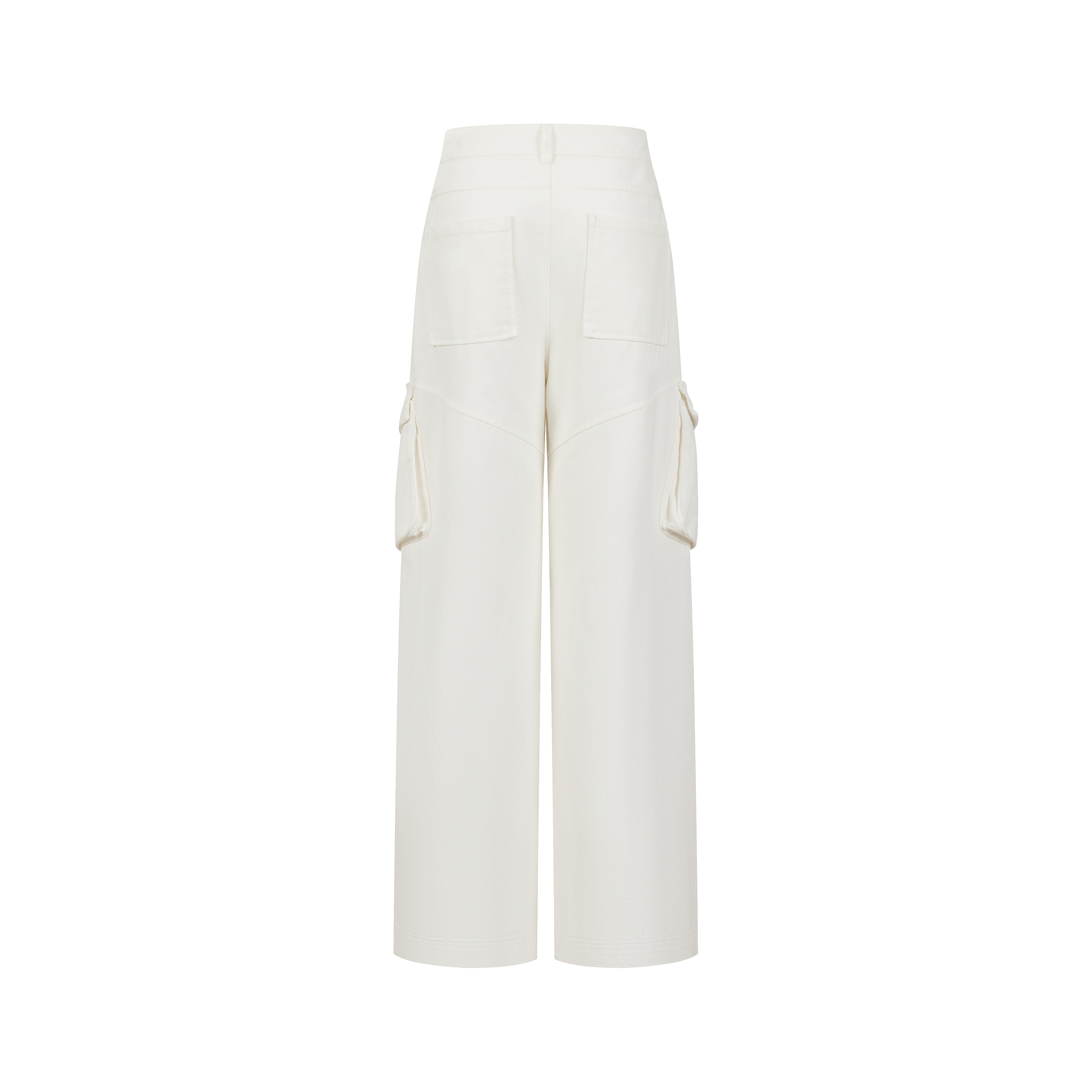 White Cargo Straight Jeans