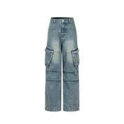 Blue Cargo Straight Jeans