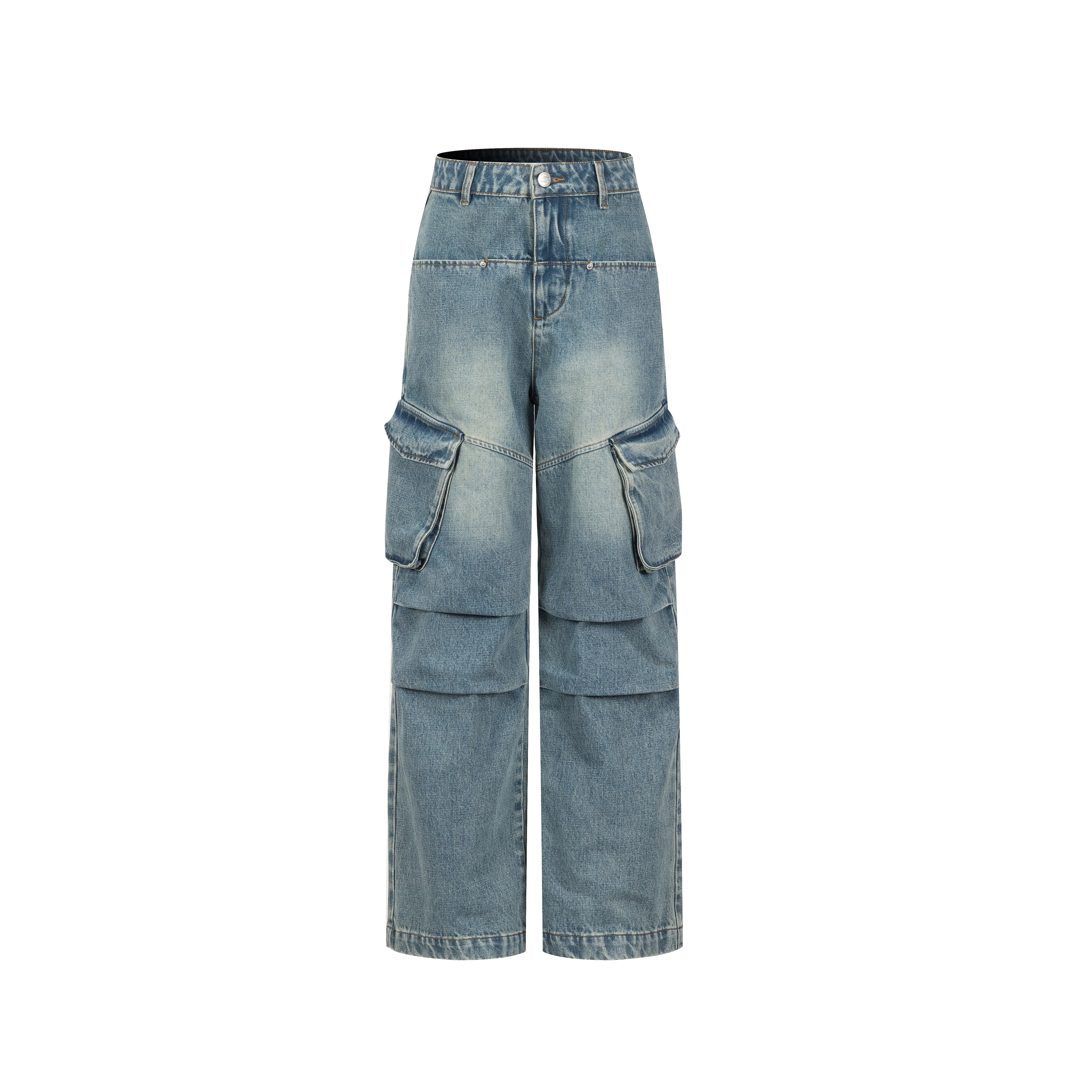 Blue Cargo Straight Jeans