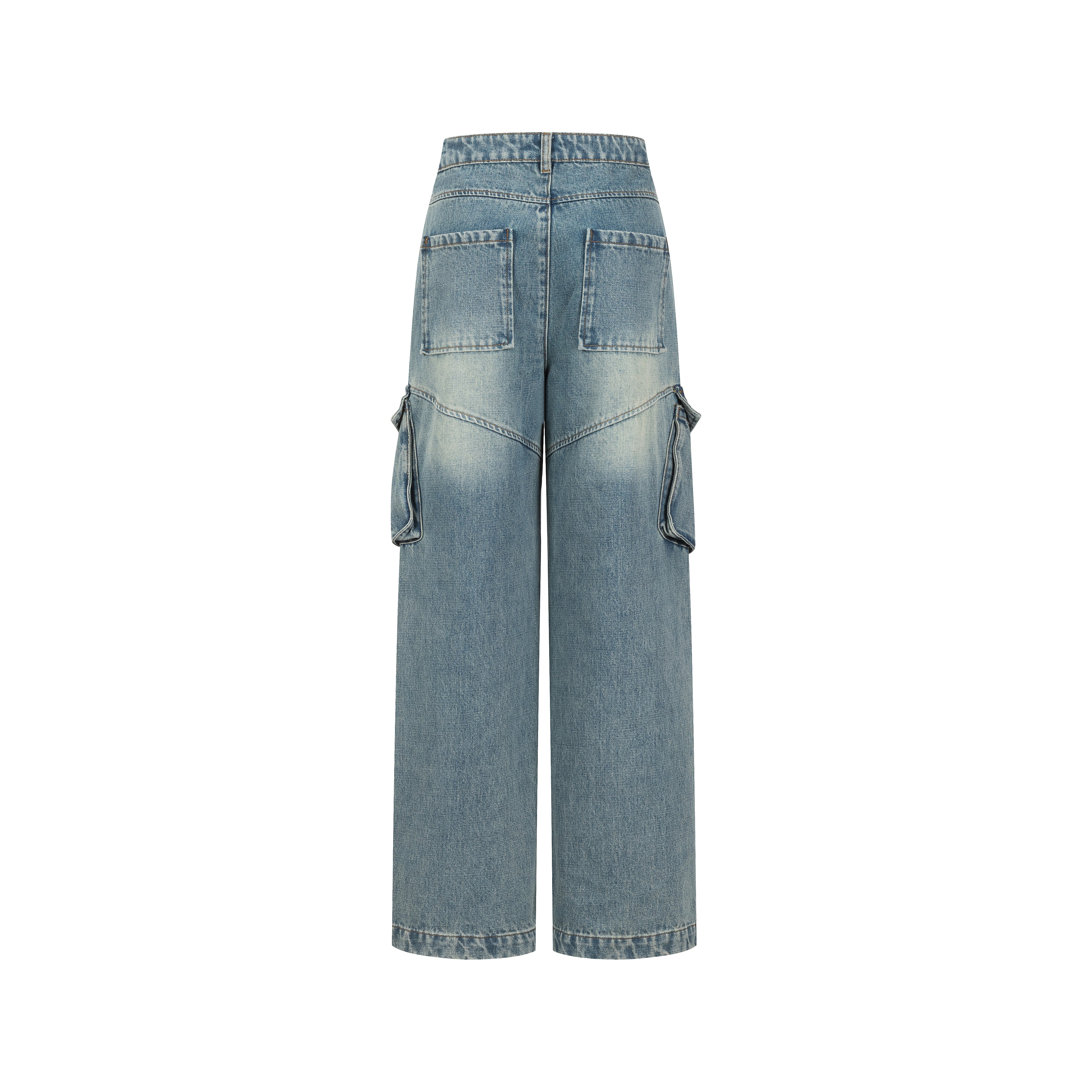 Blue Cargo Straight Jeans