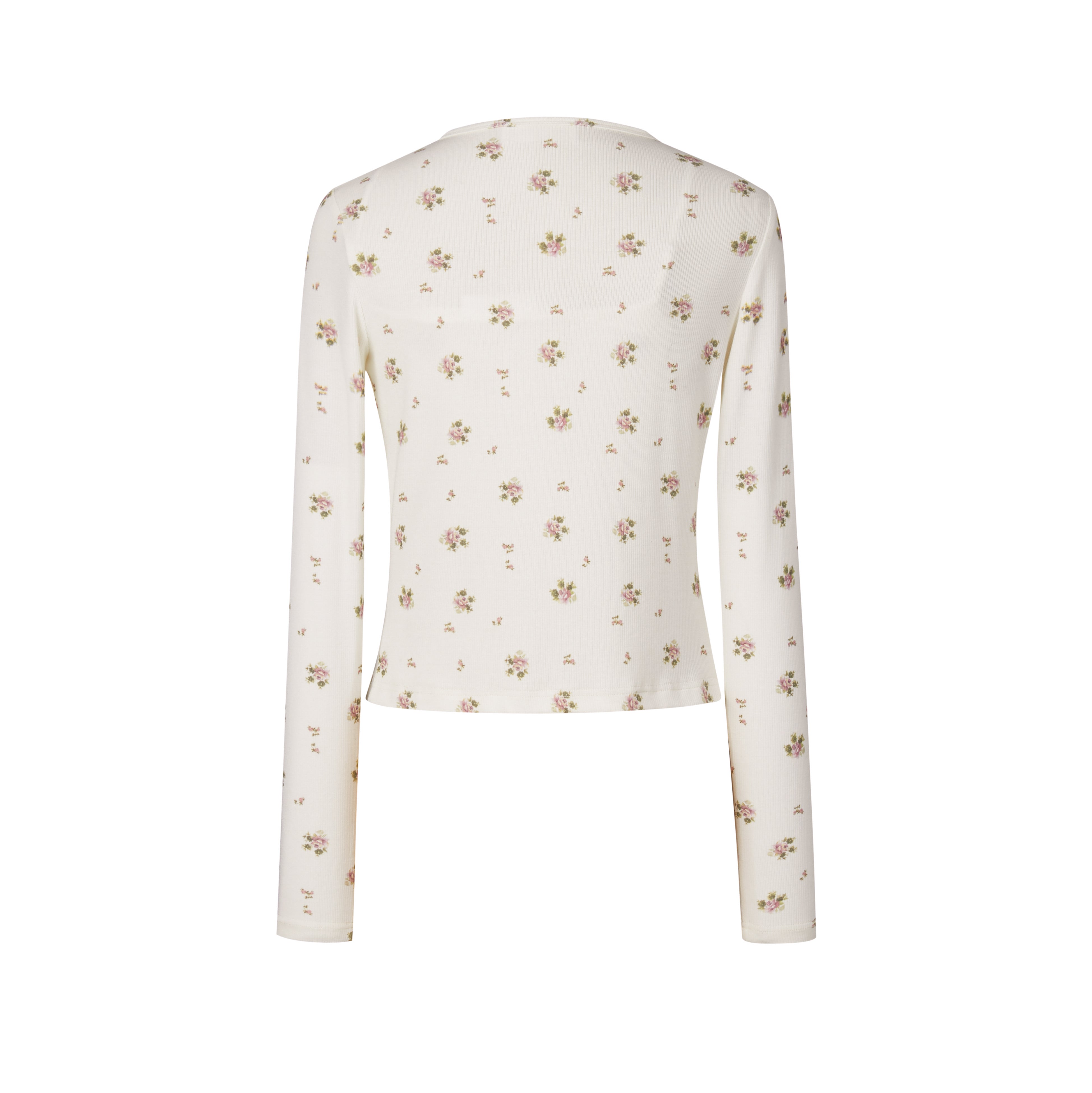 Beige Floral Print Two-piece Knitwear