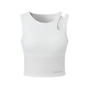 White Asymmetric Hollow Tank Top