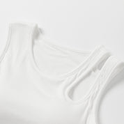 White Asymmetric Hollow Tank Top