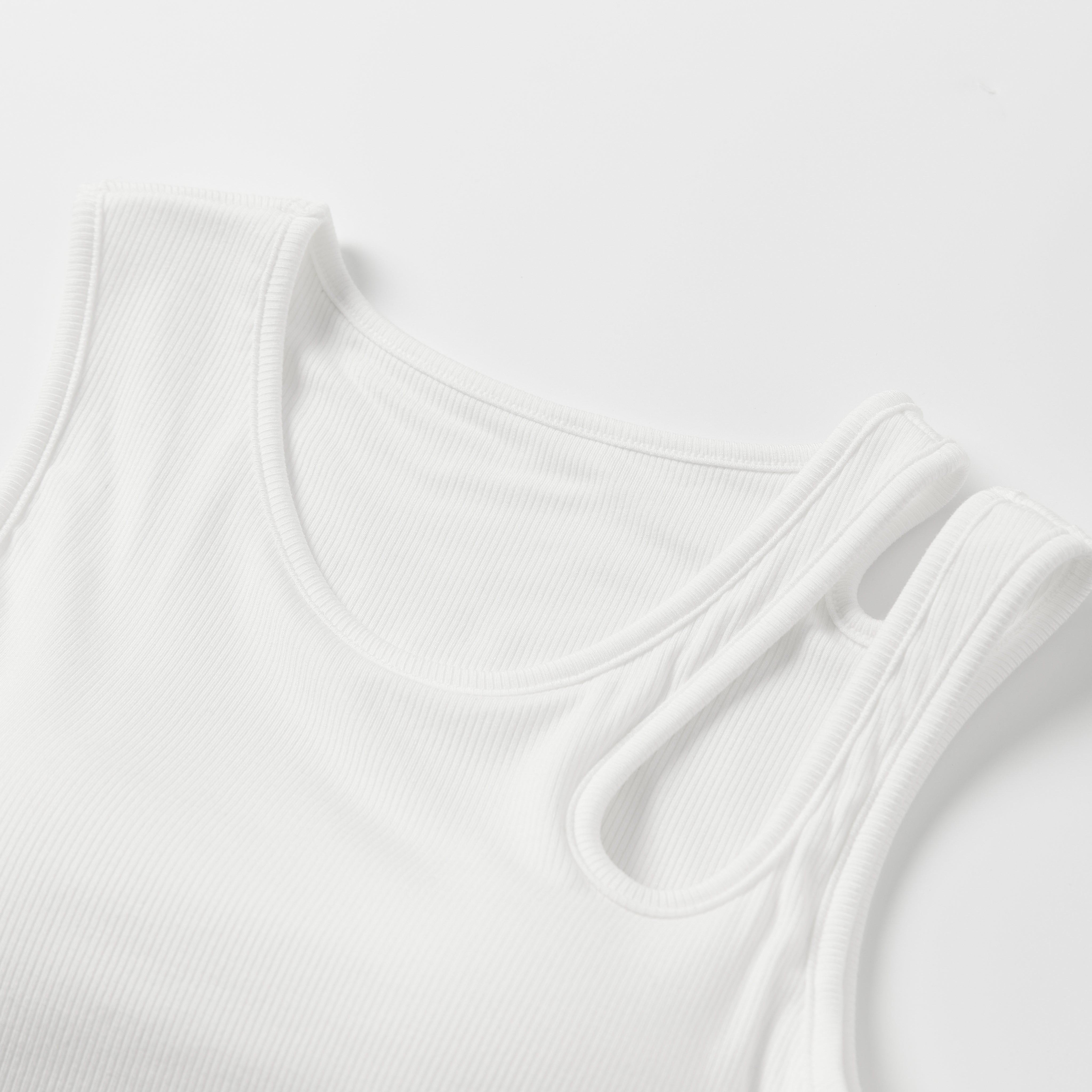 White Asymmetric Hollow Tank Top