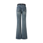 Blue Denim Jean with Black Paisley Belt