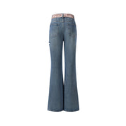Blue Denim Jean with Pink Paisley Belt