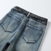 Blue Denim Jean with Black Paisley Belt