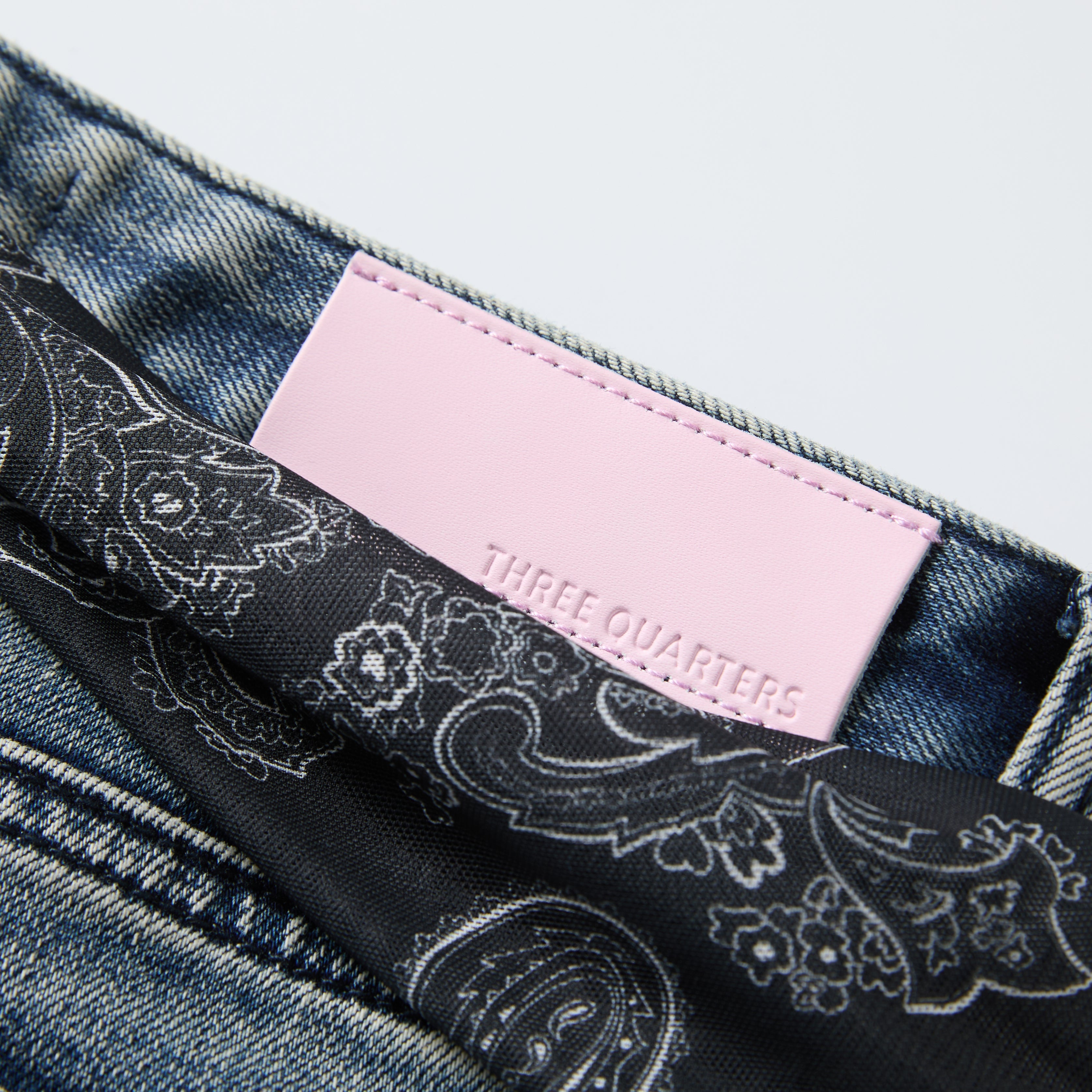 Blue Denim Jean with Black Paisley Belt