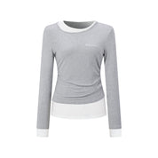 Grey Double-Collar Tencel Wool Base Top
