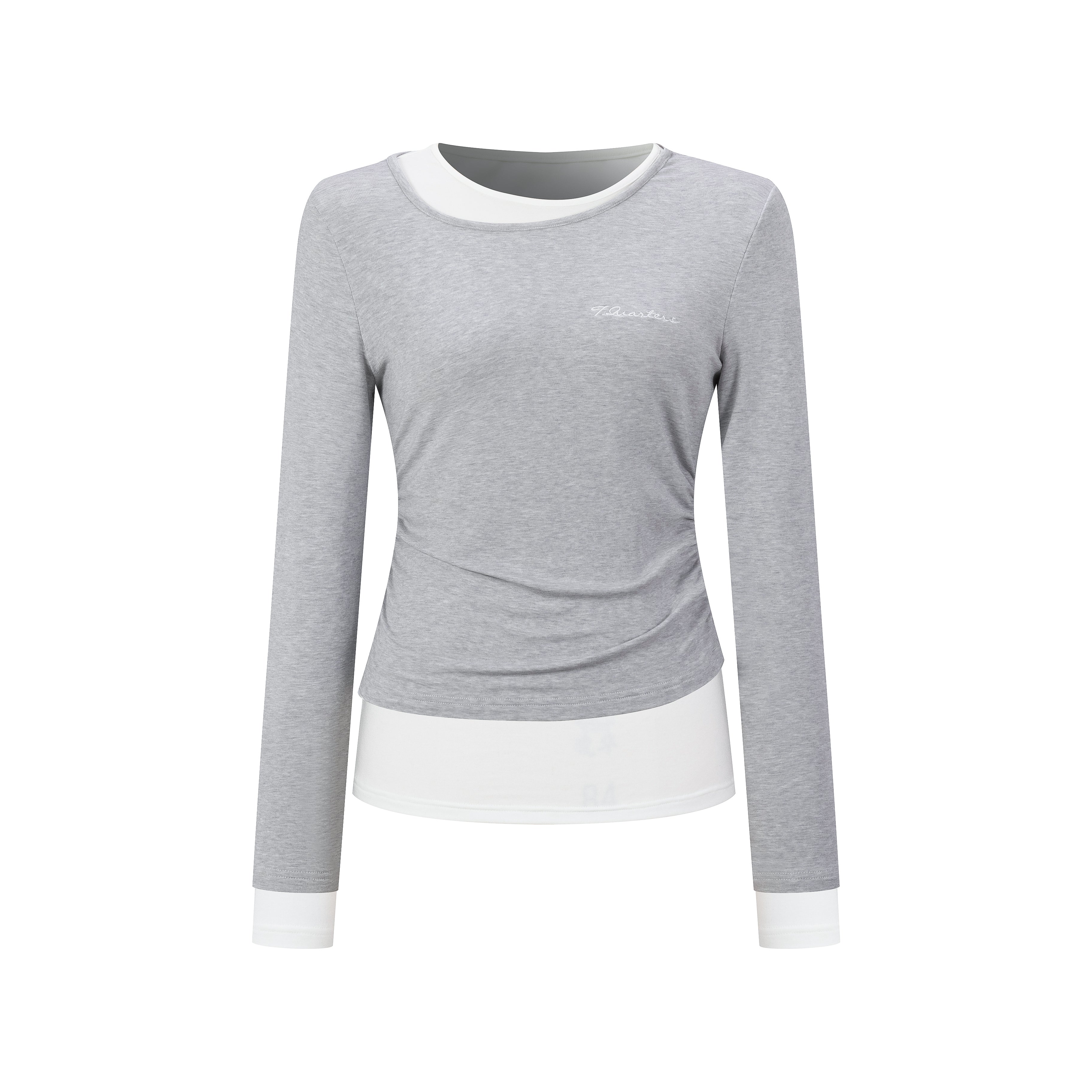 Grey Double-Collar Tencel Wool Base Top