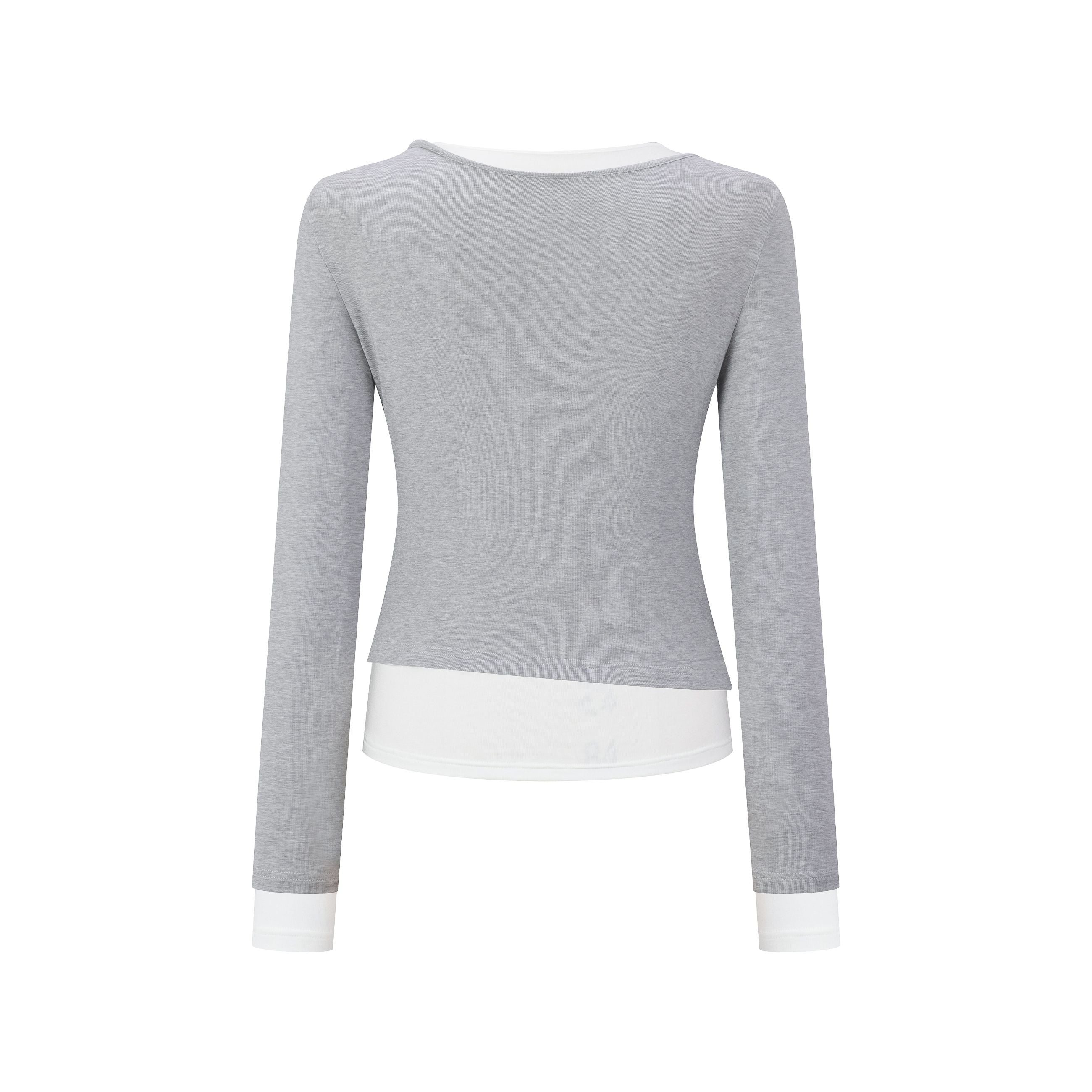 Grey Double-Collar Tencel Wool Base Top