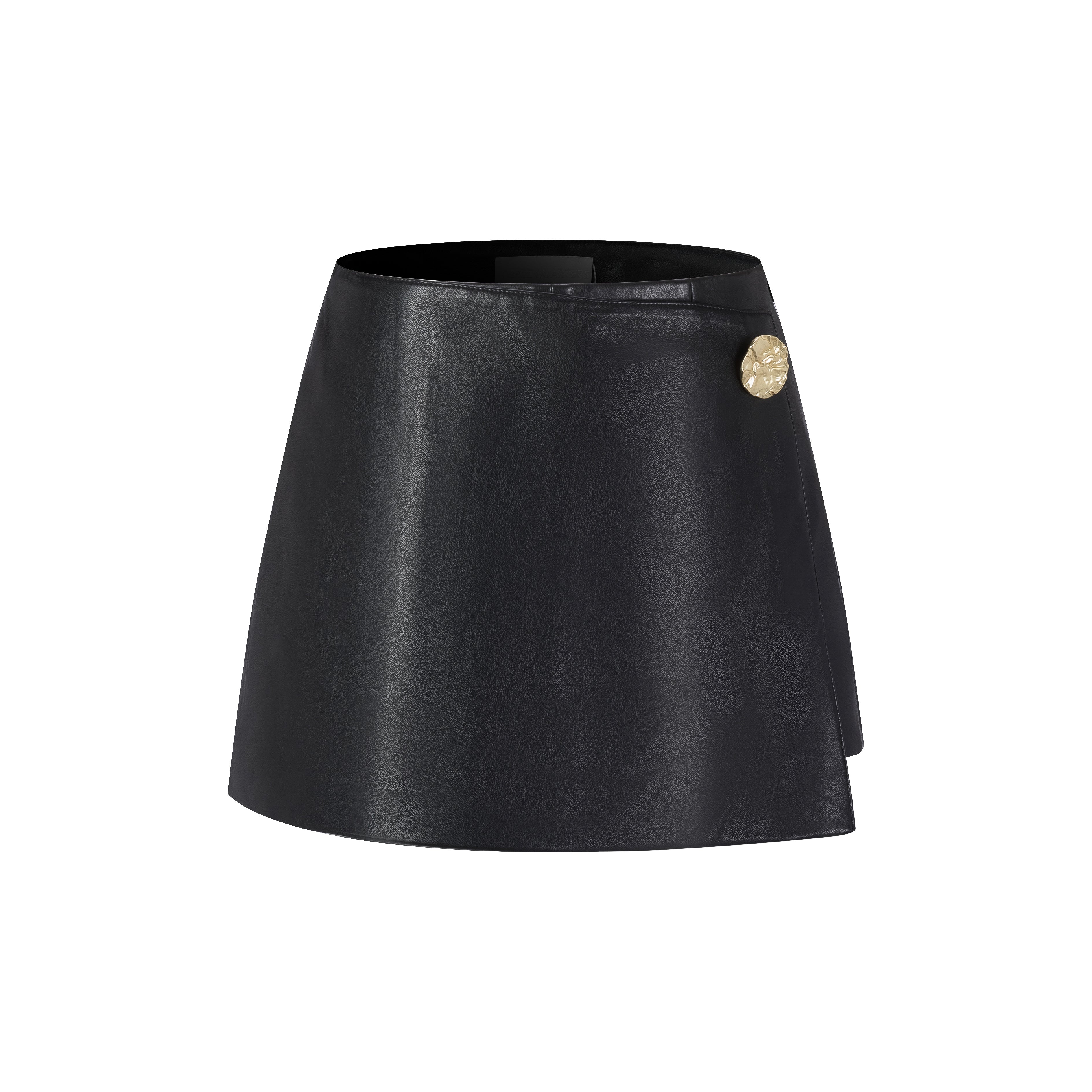 Black A-line Leather Skort