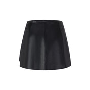 Black A-line Leather Skort