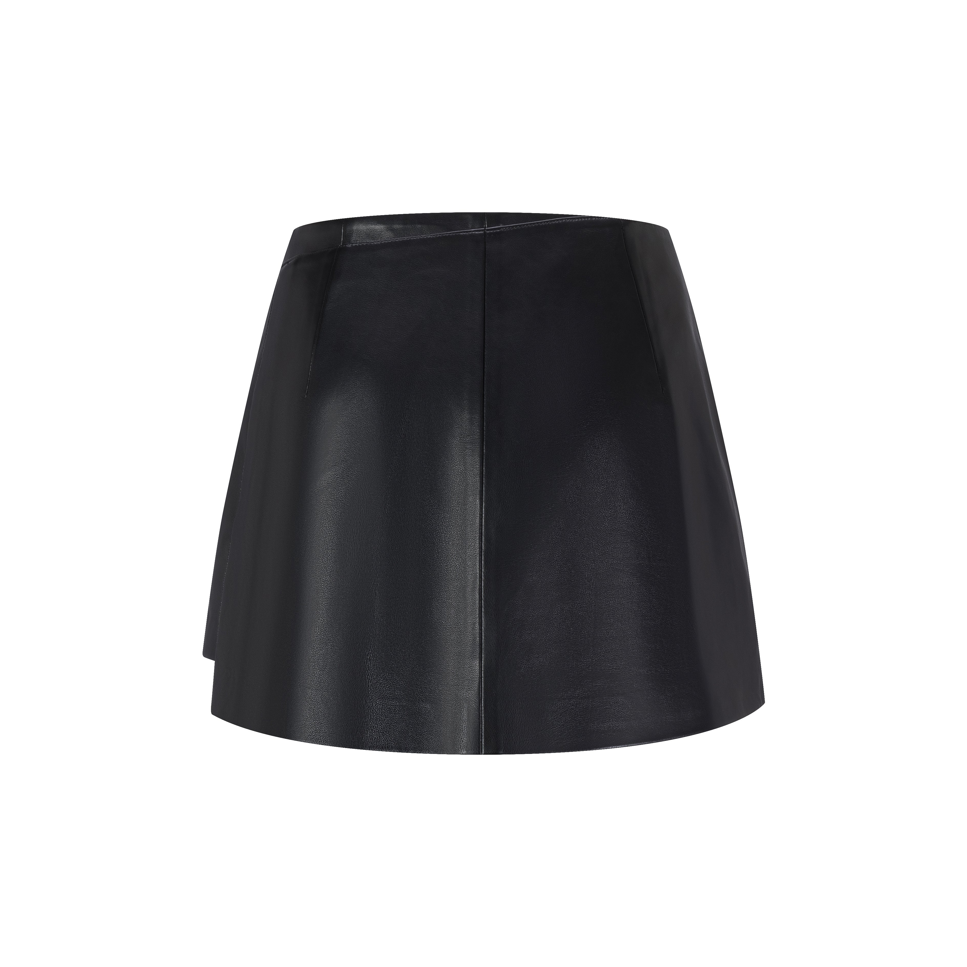 Black A-line Leather Skort