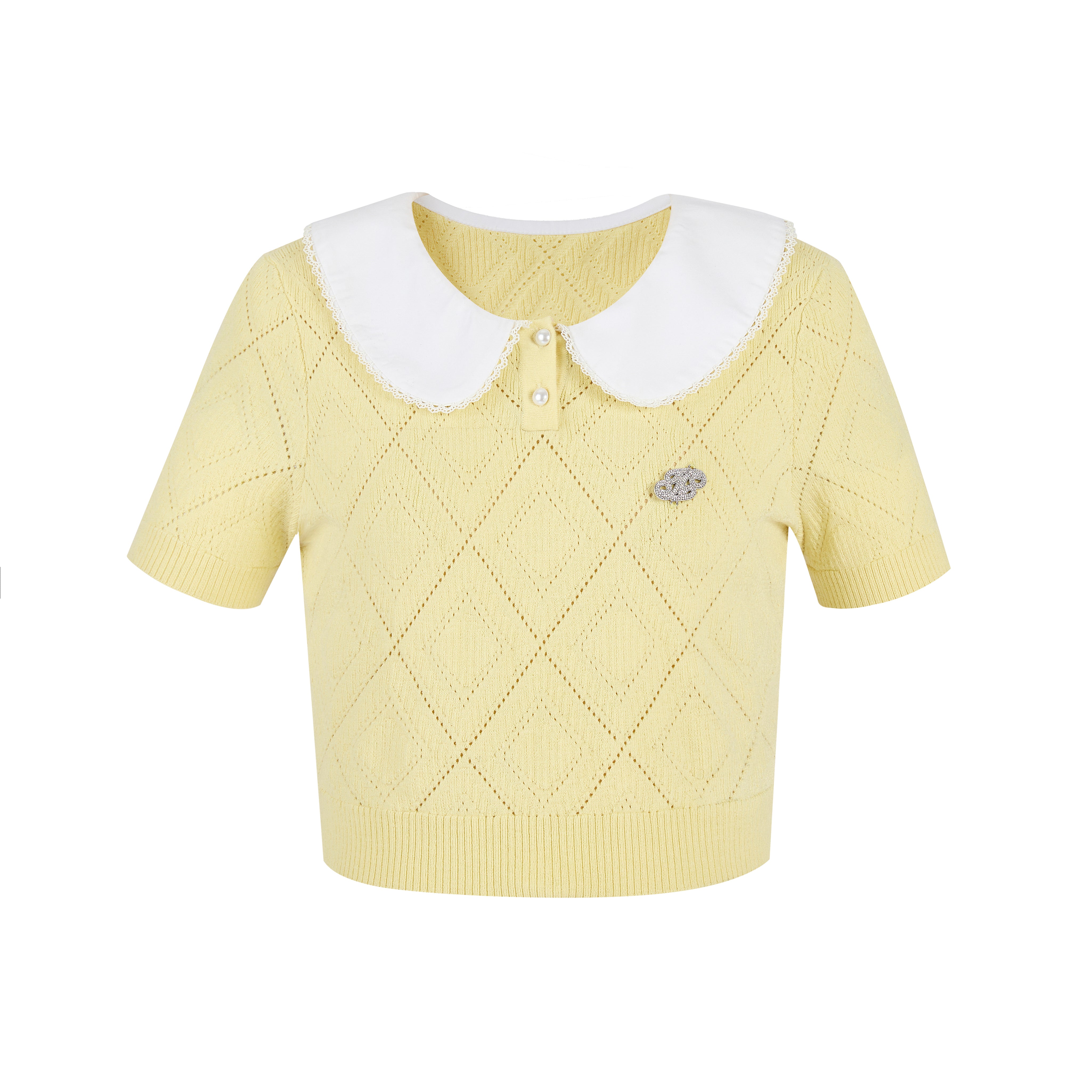 Yellow Hollow Short-sleeved Wool Shirt