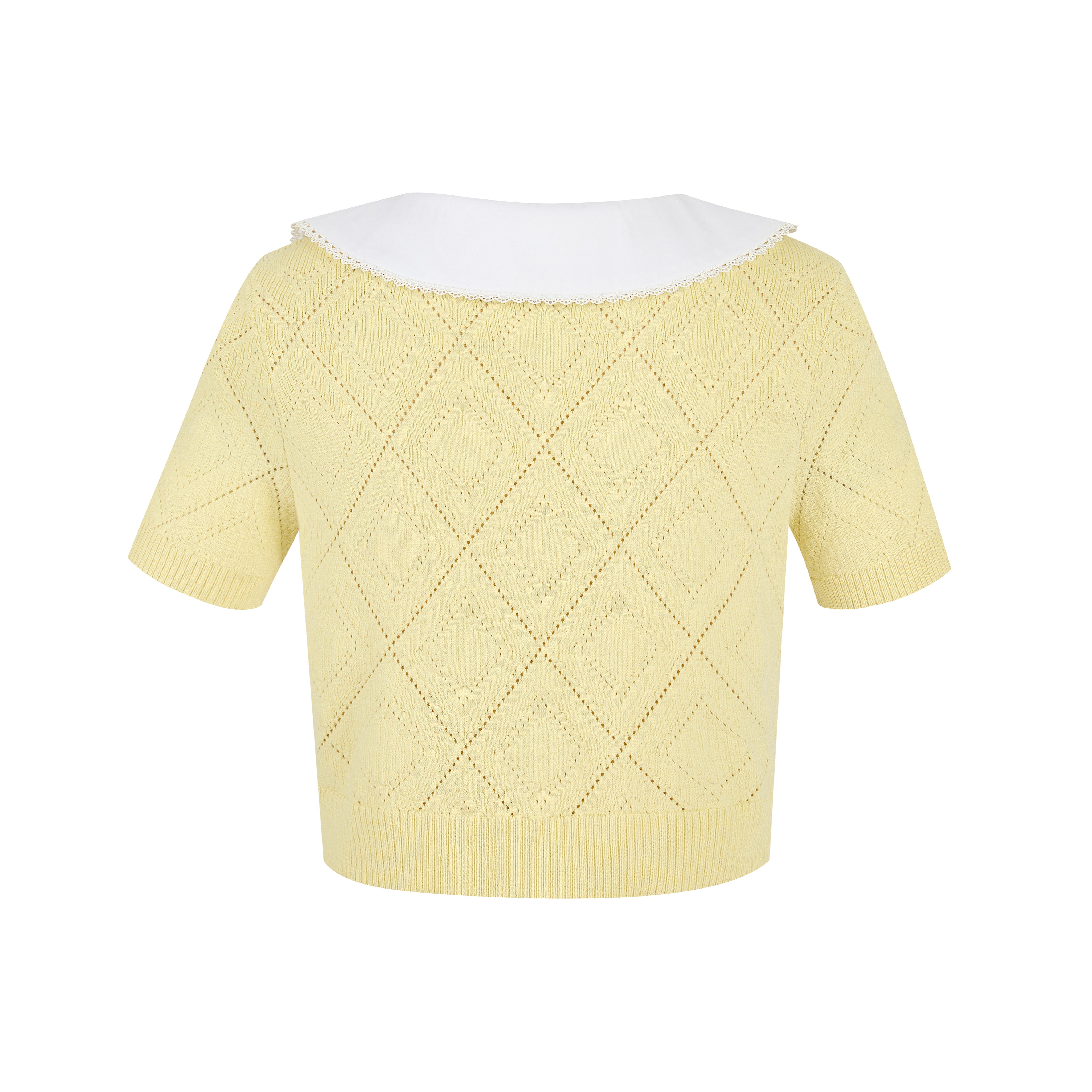 Yellow Hollow Short-sleeved Wool Shirt