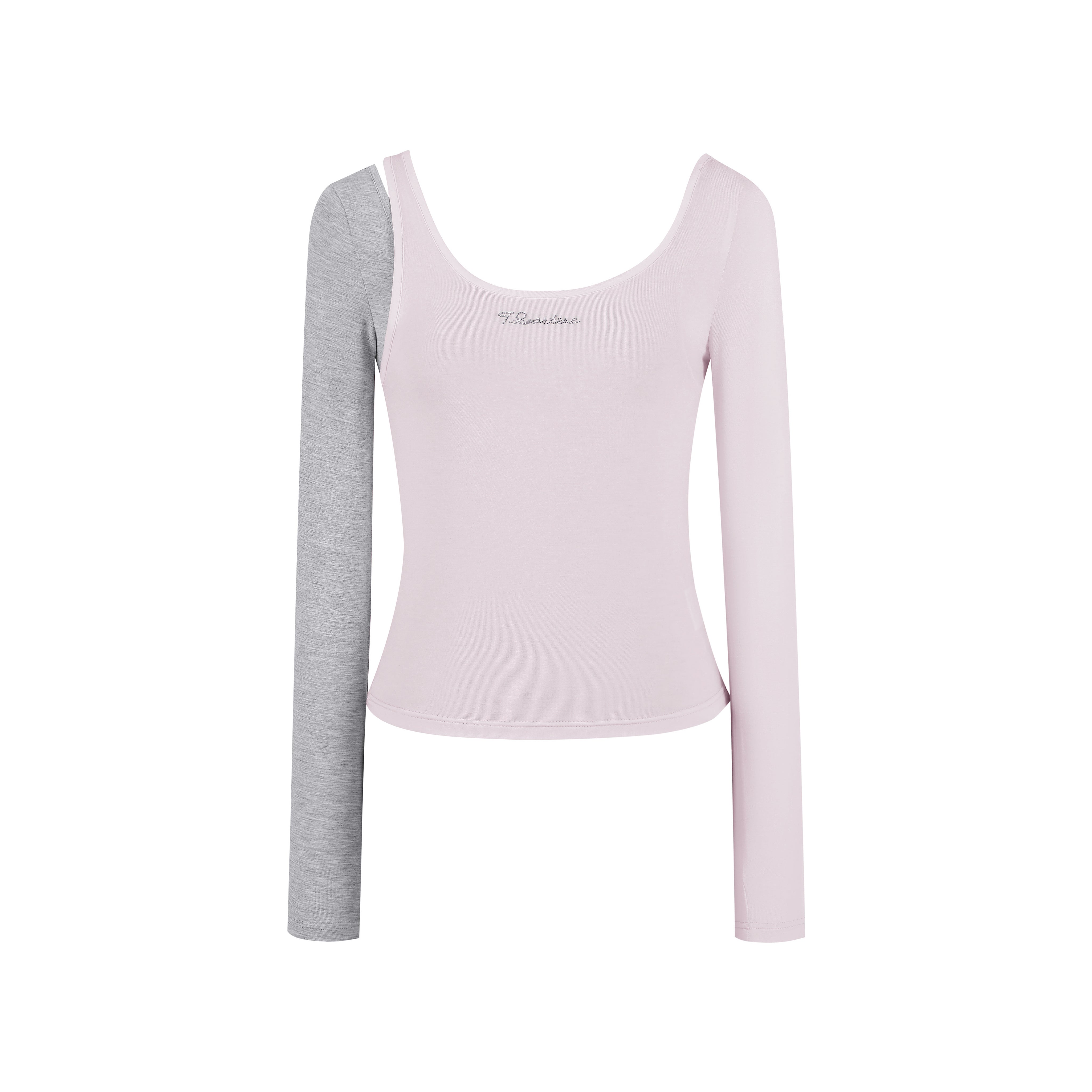 Pink Modal Layered Long Sleeve Top