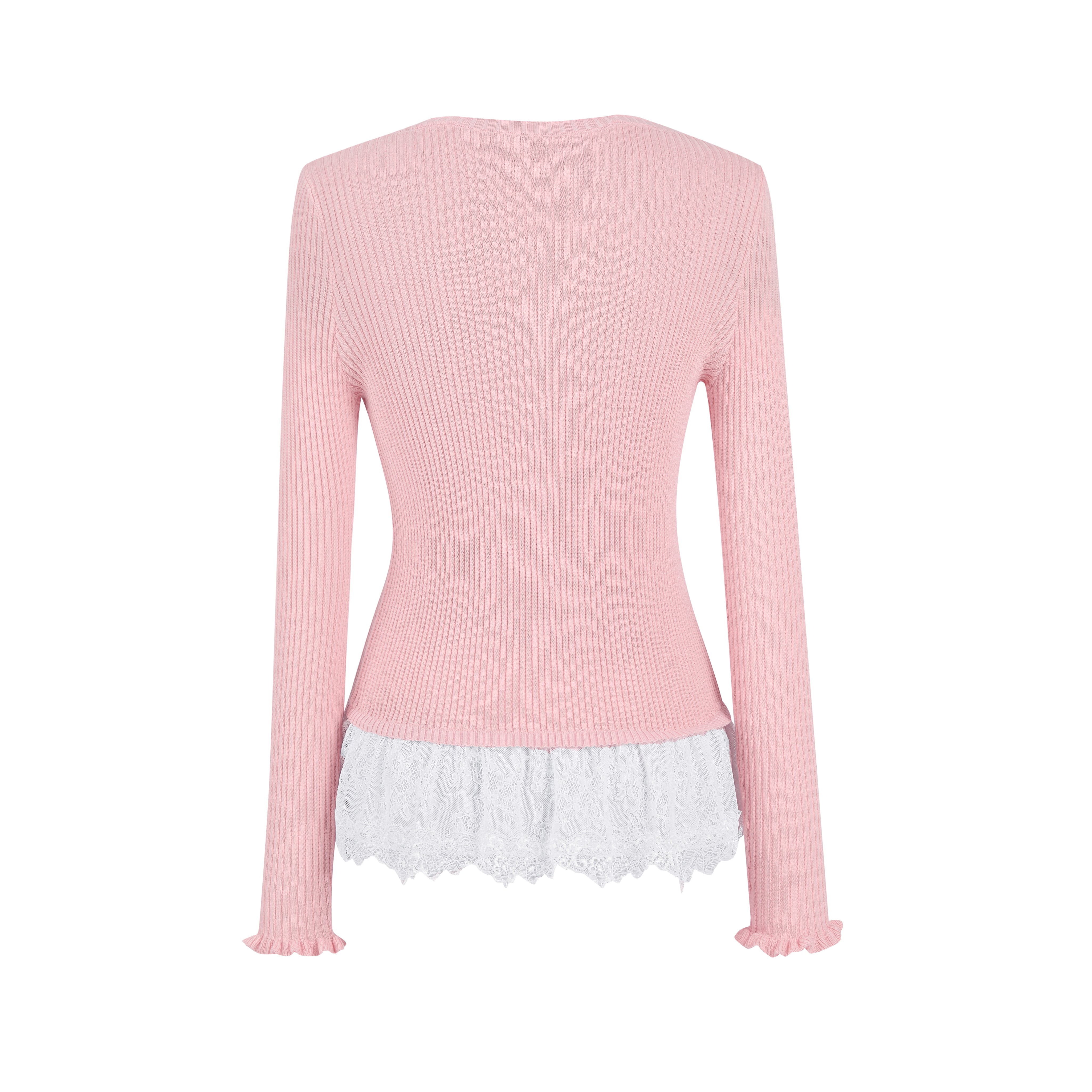 Pink Knitted Lace Two-piece Top