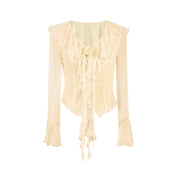 Yellow Silk Flower Ruffled Cardigan