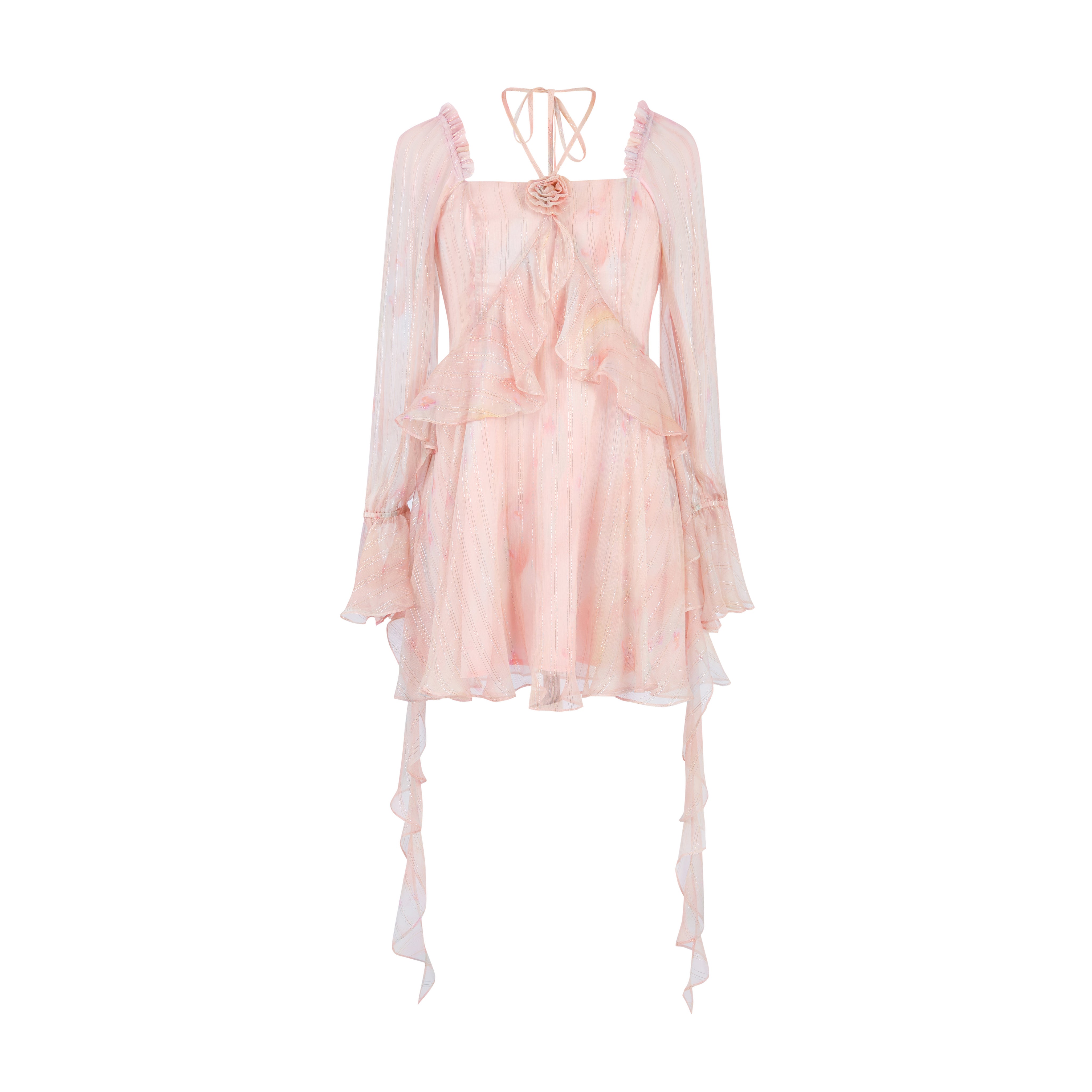 Pink Silk Lotus Ribbon Dress