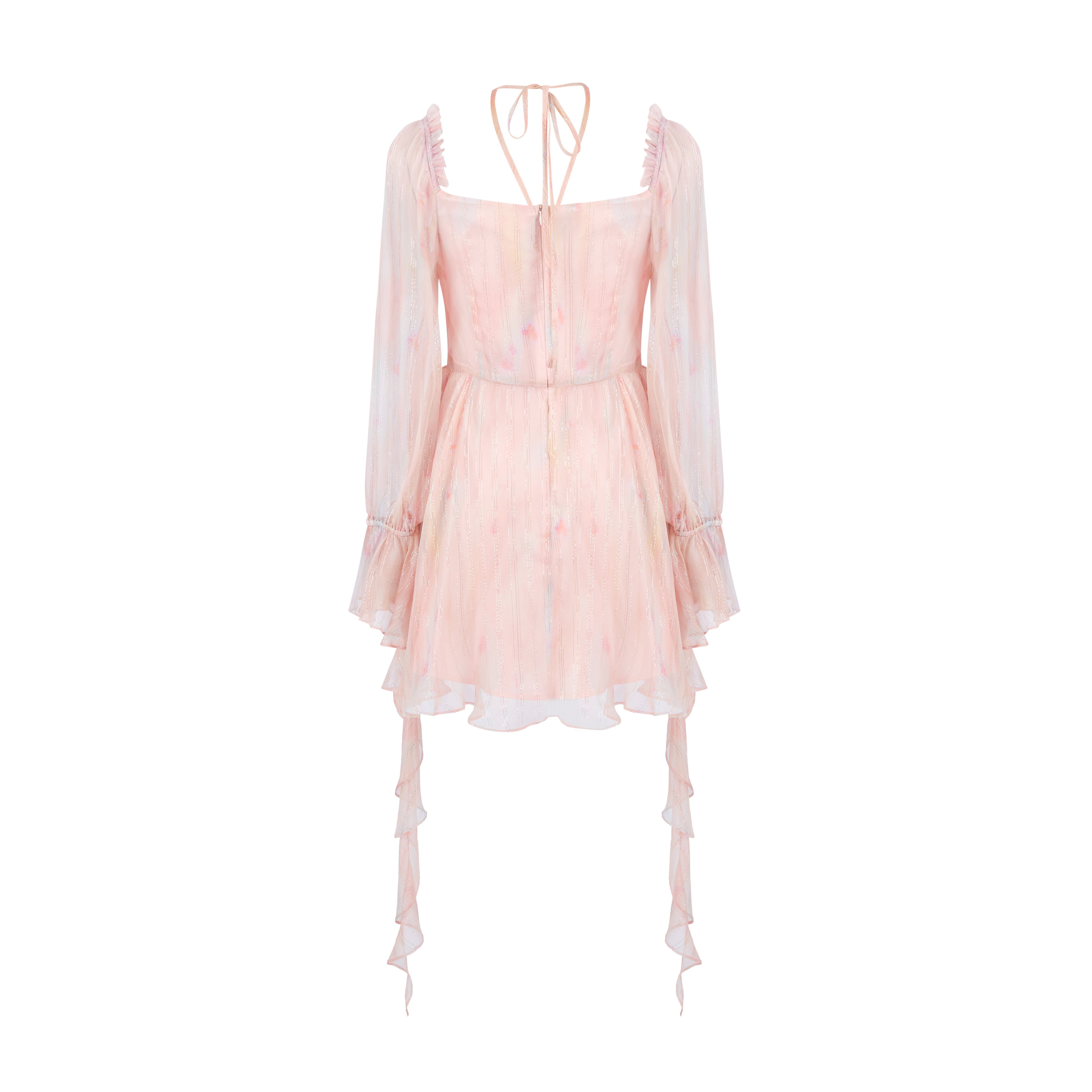 Pink Silk Lotus Ribbon Dress