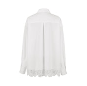 White Shaped Button Lace Loose Shirt