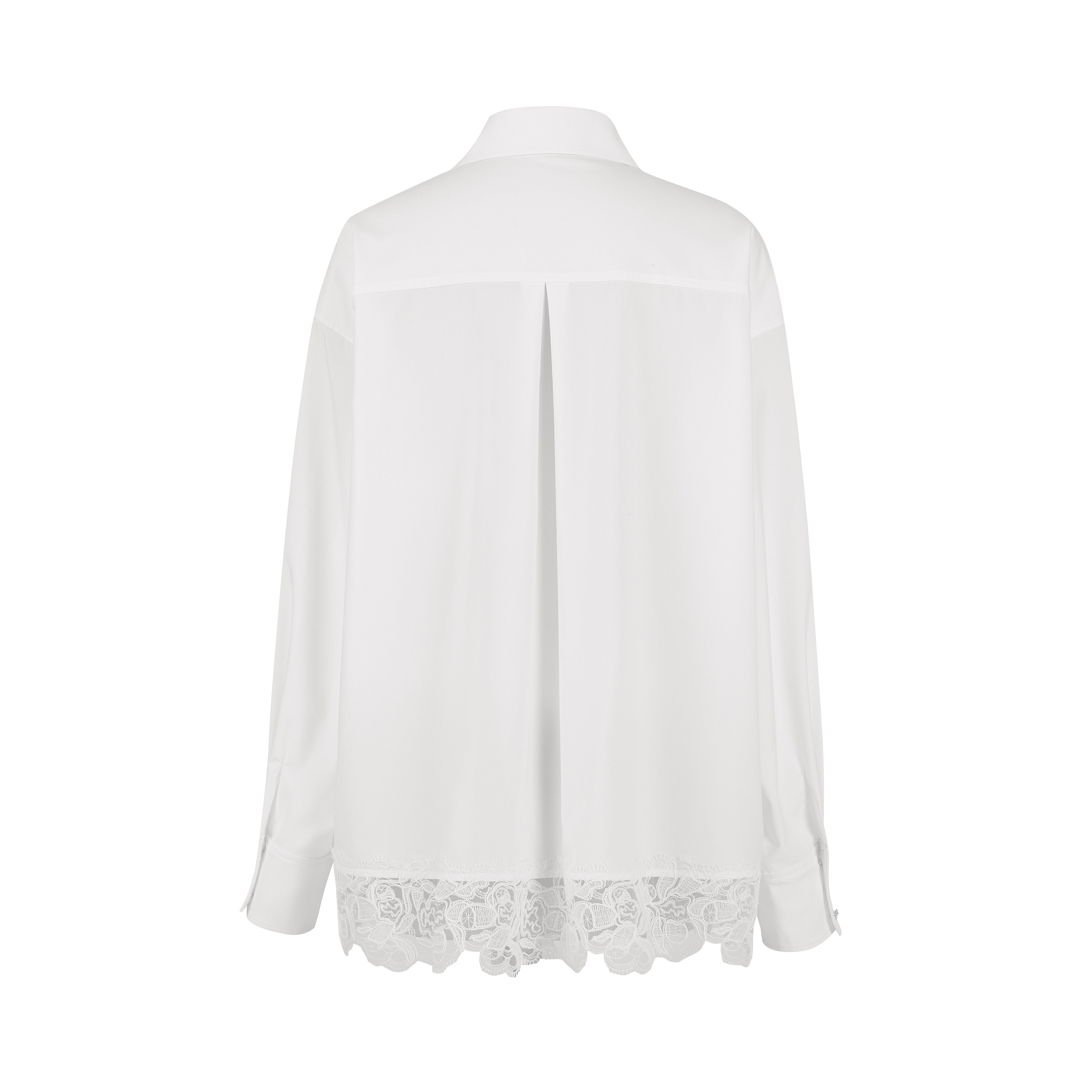 White Shaped Button Lace Loose Shirt
