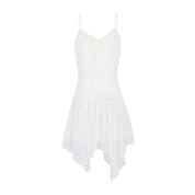 White Lace Shell Tassel Dress