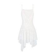 White Lace Shell Tassel Dress
