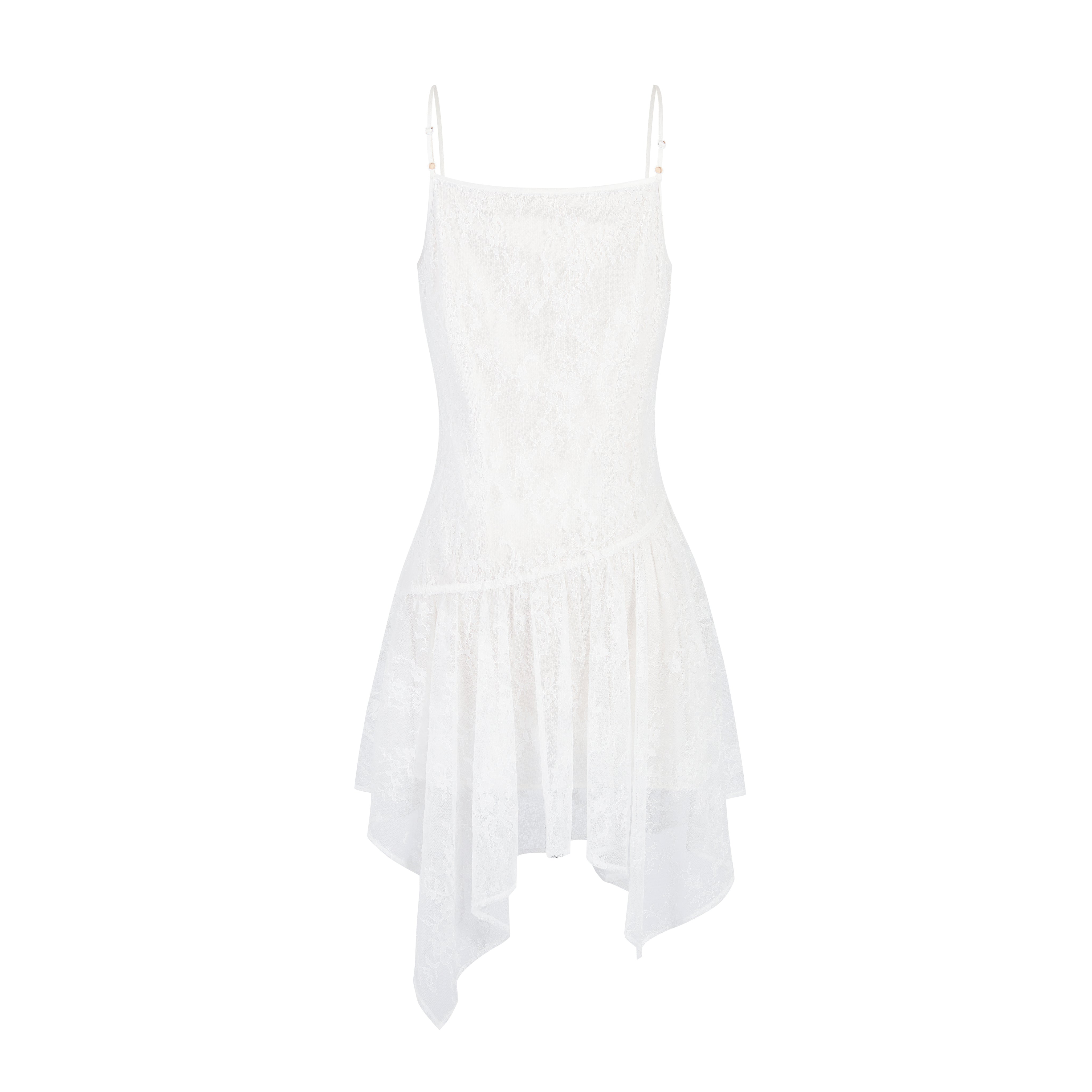 White Lace Shell Tassel Dress
