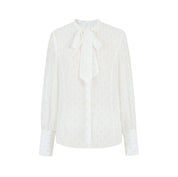 White Gold Embroidered Ribbon Shirt